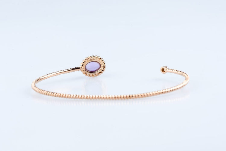 Bracelet Bracelet améthyste cabochon et diamant en or jaune 18K 58 Facettes BRAMTCB895-107