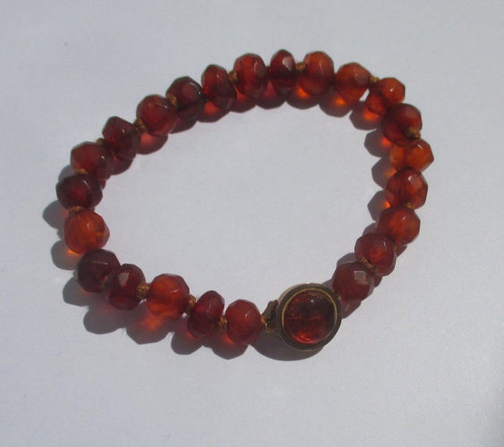 Bracelet Bracelet de perles d’ambre facettées en or rose 58 Facettes Bracelet