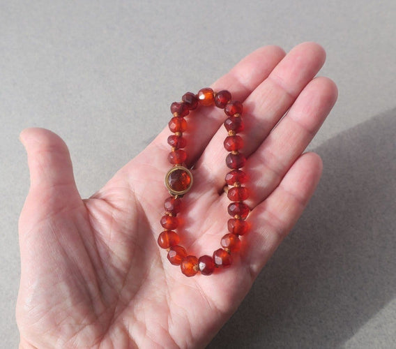 Bracelet Bracelet de perles d’ambre facettées en or rose 58 Facettes Bracelet
