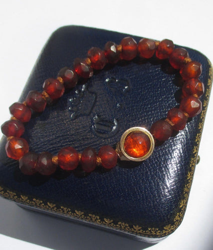Bracelet Bracelet de perles d’ambre facettées en or rose 58 Facettes Bracelet