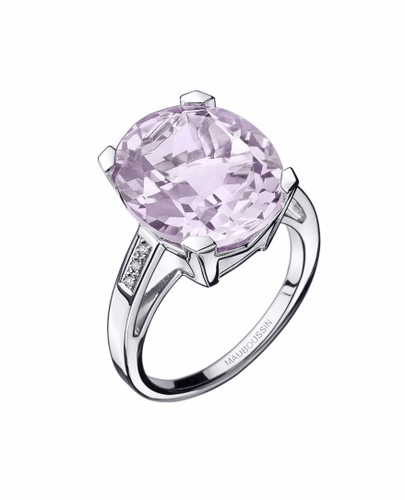 Bague 56 Mauboussin Mon Bébé d’Amour - Bague en or blanc, améthyste et diamants 58 Facettes Bague