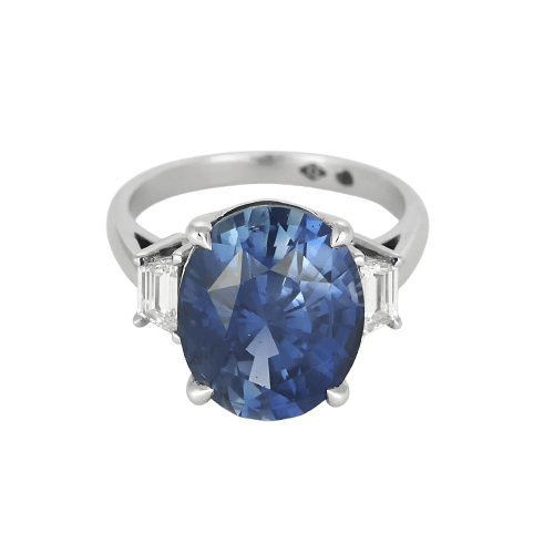 Bague 52 Bague en or blanc avec saphir Ceylan non chauffé et diamants 58 Facettes MDG-1