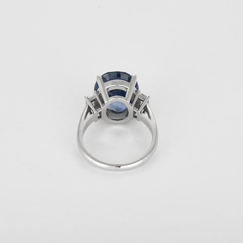 Bague 52 Bague saphir Ceylan non chauffé en or blanc et diamants 58 Facettes MDG-1