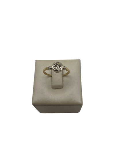 Bague 53 Bague solitaire début 1900 en or jaune et diamants 58 Facettes Anello-001