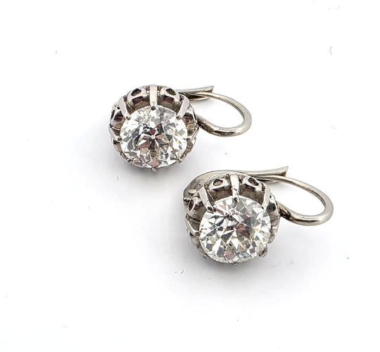Boucles d'oreilles Boucles d'oreilles en platine et or blanc avec diamants 58 Facettes