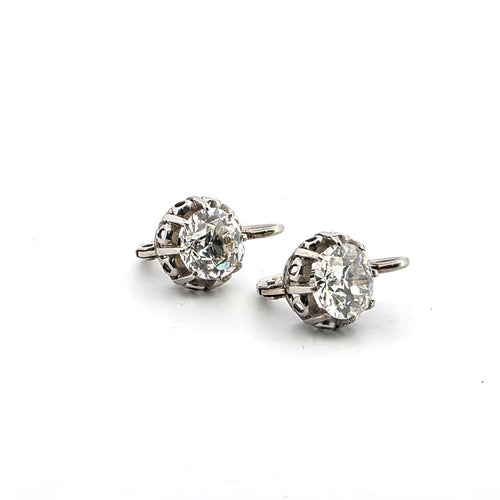 Boucles d'oreilles Boucles d'oreilles en platine et or blanc avec diamants 58 Facettes