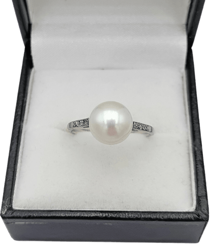 Bague 57 Bague ancienne en platine avec perle de culture et diamants 58 Facettes AX/18/0