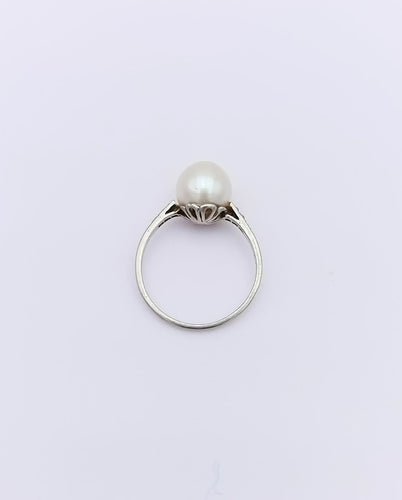 Bague 57 Bague ancienne en platine avec perle de culture et diamants 58 Facettes AX/18/0