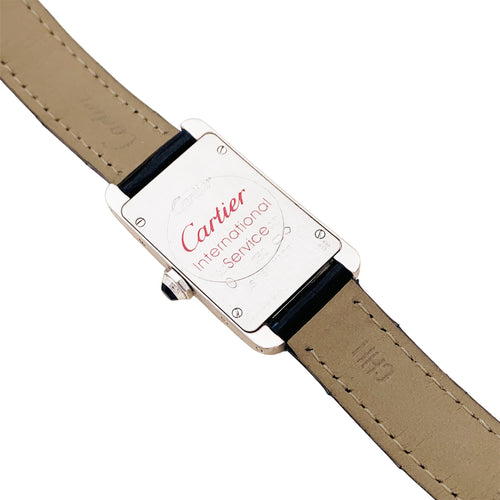 Montre Cartier Tank Américaine - Montre en acier et cuir 58 Facettes 35757