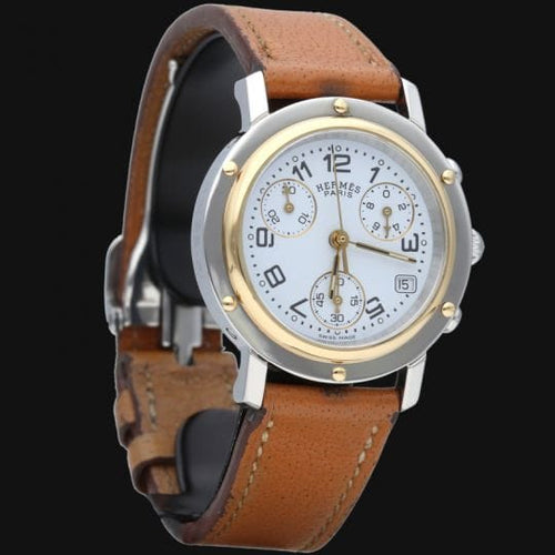Montre Hermès Clipper Chronograph - Montre en acier 58 Facettes MT44340