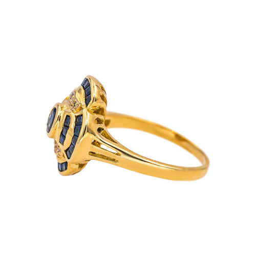Bague 55 Bague en or jaune avec saphirs et diamants 58 Facettes 5163616CN