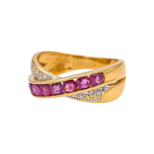 Bague 60 Bague en or jaune, rubis et diamants 58 Facettes 5149420RV
