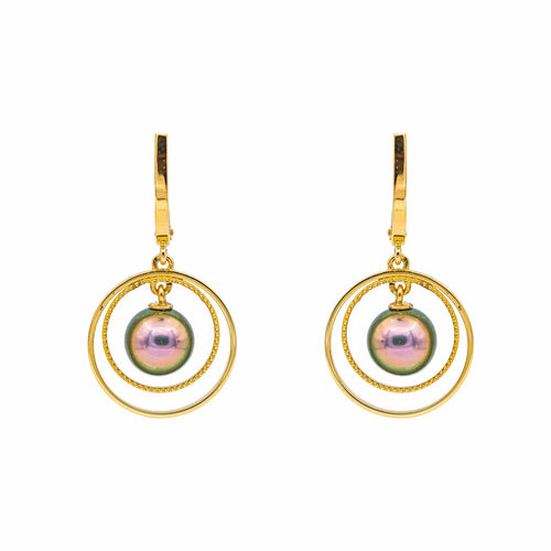 Boucles d'oreilles Boucles d'oreilles dormeuses en or jaune et perles de Tahiti 58 Facettes 5214051RV