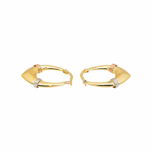 Boucles d'oreilles Créoles - Boucles d'oreilles en or jaune, blanc et rose 58 Facettes 5236223RV