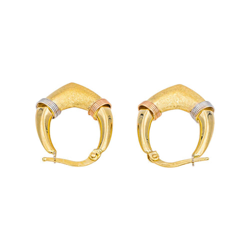 Boucles d'oreilles Créoles - Boucles d'oreilles en or jaune, blanc et rose 58 Facettes 5236223RV
