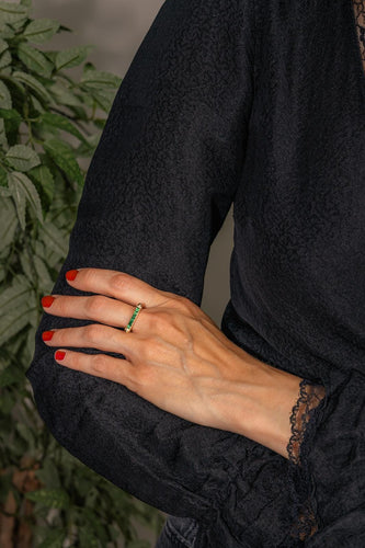 Bague 53 Bague en or jaune, tsavorites et diamants 58 Facettes 5276265RV
