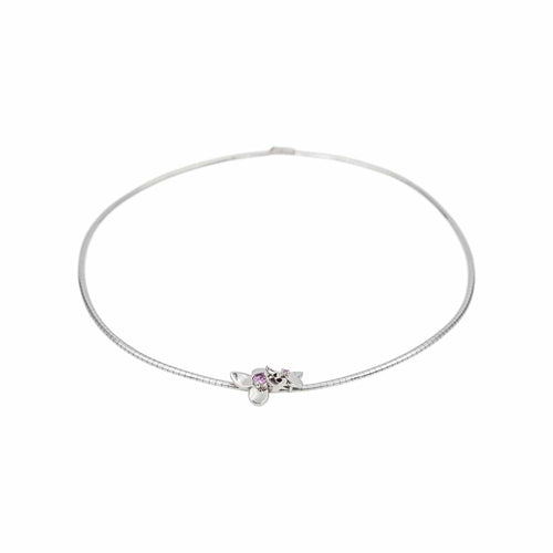 Collier Didier Guérin - Collier motifs floraux en or blanc et saphirs roses 58 Facettes 5285753CN