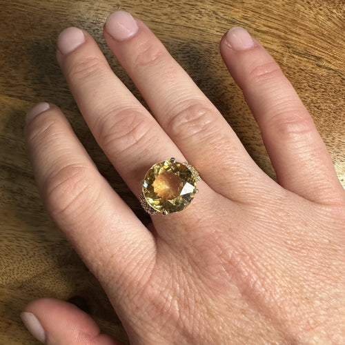 Bague 58 Bague cocktail citrine en or jaune 18K 58 Facettes REF2218-18