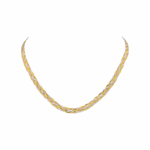 Collier Collier maille tressée en or jaune, blanc et rose 58 Facettes 5458456RV