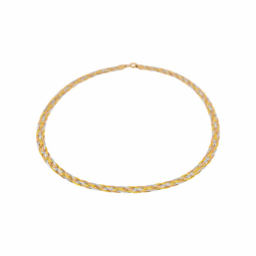 Collier Collier maille tressée en or jaune, blanc et rose 58 Facettes 5458456RV