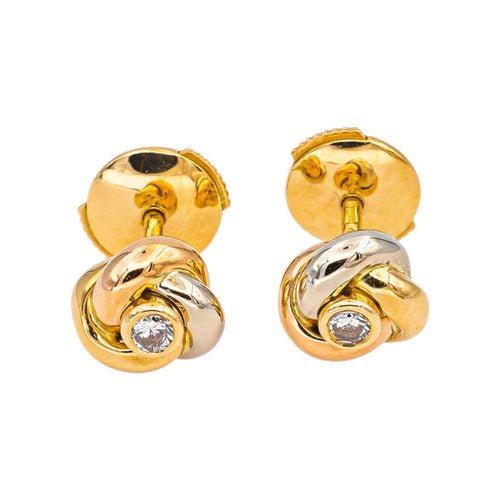 Boucles d'oreilles Cartier Trinity - Boucles d'oreilles puces en ors trois tons et diamants 58 Facettes 5598926RV