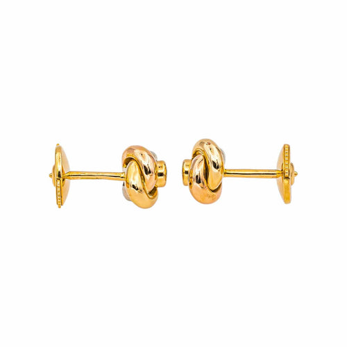 Boucles d'oreilles Cartier Trinity - Boucles d'oreilles puces en ors trois tons et diamants 58 Facettes 5598926RV