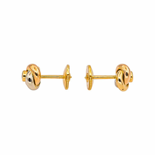 Boucles d'oreilles Cartier Trinity - Boucles d'oreilles puces en ors trois tons et diamants 58 Facettes 5598926RV