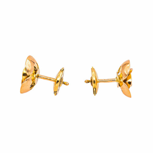 Boucles d'oreilles Boucles d'oreilles puces fleur en or rose et jaune 58 Facettes 5446542CN