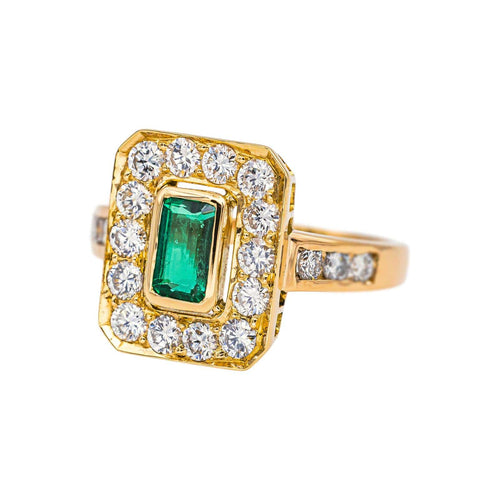 Bague 56 Bague en or jaune, émeraude et diamants 58 Facettes 4878500CN