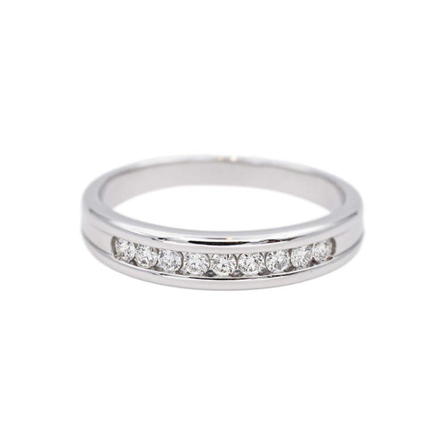 Bague 61 Demi-alliance - Bague en or blanc et diamants 58 Facettes 4913254CN