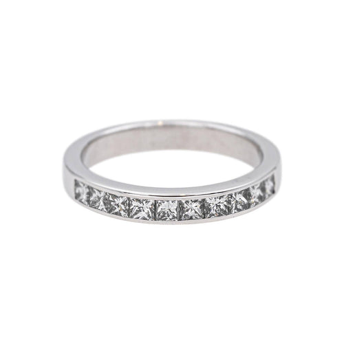 Bague 53 Demi-alliance en or blanc et diamants 58 Facettes 5237218CN