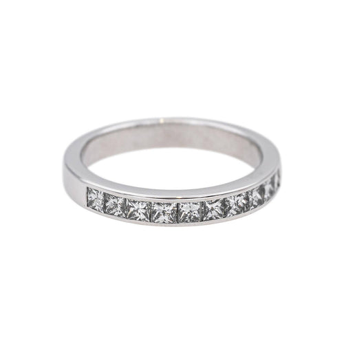 Bague 53 Demi-alliance en or blanc et diamants 58 Facettes 5237218CN