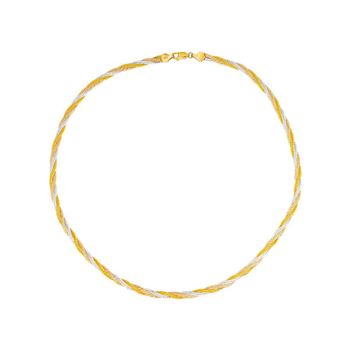 Collier Collier maille miroir en or jaune, blanc et rose 58 Facettes 5777577CN