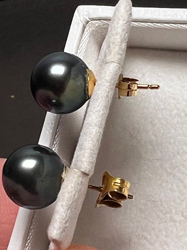 Boucles d'oreilles Boucles d’oreilles en or jaune 18K et perles de Tahiti 58 Facettes Nouvelle étude
