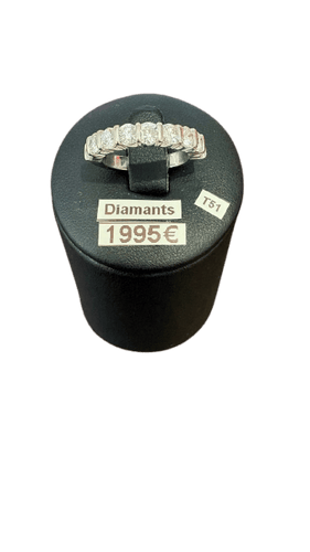 Bague 51 Demi-alliance - Bague en or blanc et diamants 58 Facettes Bague 001