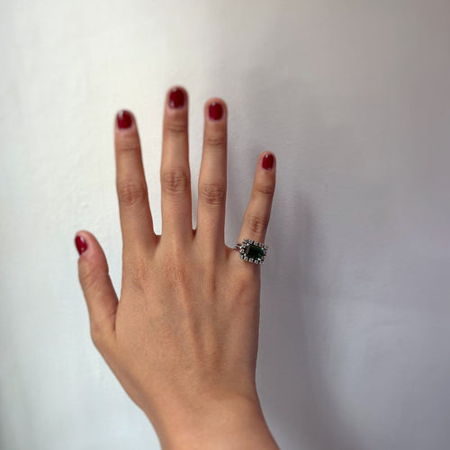 Bague 47 Bague en or blanc, tourmaline et diamants 58 Facettes 260036SP