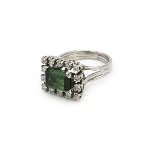 Bague 47 Bague en or blanc, tourmaline et diamants 58 Facettes 260036SP