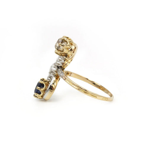 Bague 60 Bague Toi & Moi en or jaune, platine, saphir et diamants 58 Facettes 260034SP