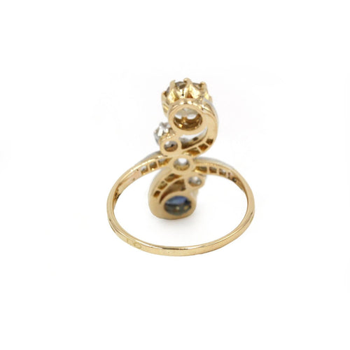 Bague 60 Bague Toi & Moi en or jaune, platine, saphir et diamants 58 Facettes 260034SP