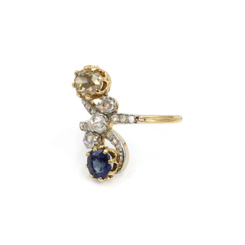 Bague 60 Bague Toi & Moi en or jaune, platine, saphir et diamants 58 Facettes 260034SP