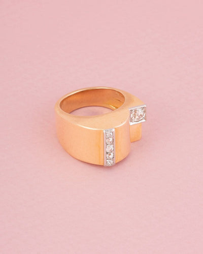 Bague 52 Tank - Bague en or jaune 18K, platine et diamants 58 Facettes 274