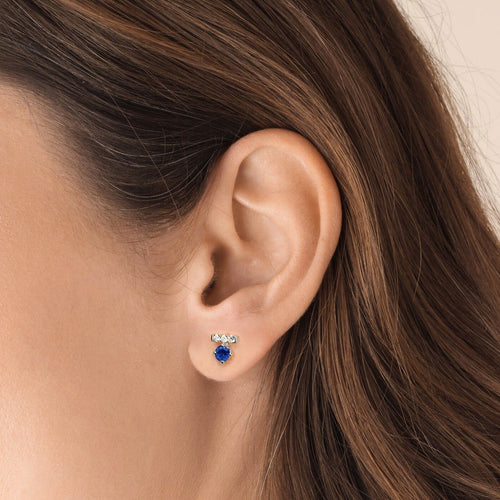 Boucles d'oreilles Single Tulip - Boucles d'oreilles en or blanc, saphirs et diamants 58 Facettes GER1015WG