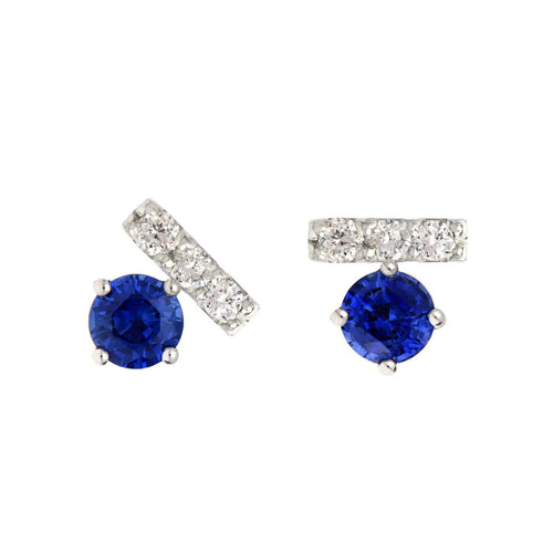 Boucles d'oreilles Single Tulip - Boucles d'oreilles en or blanc, saphirs et diamants 58 Facettes GER1015WG
