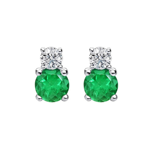Boucles d'oreilles Single Tulip - Boucles d'oreilles en or blanc 18K, émeraudes et diamants 58 Facettes GER1337GN