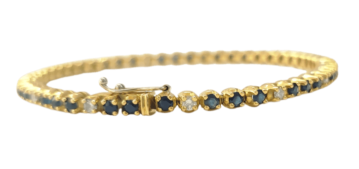 Bracelet Bracelet rivière en or jaune, saphirs et diamants 58 Facettes RIV-Saph-2335
