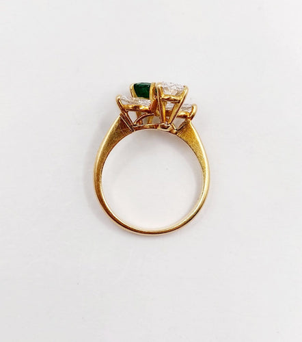 Bague 47 Bague toi et moi en or 18k, diamant, émeraude et diamants 58 Facettes A07434