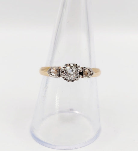 Bague 56.5 Bague solitaire antique en or rose 18k et diamant taille ancienne 58 Facettes A07438