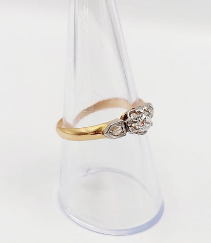 Bague 56.5 Bague solitaire antique en or rose 18k et diamant taille ancienne 58 Facettes A07438
