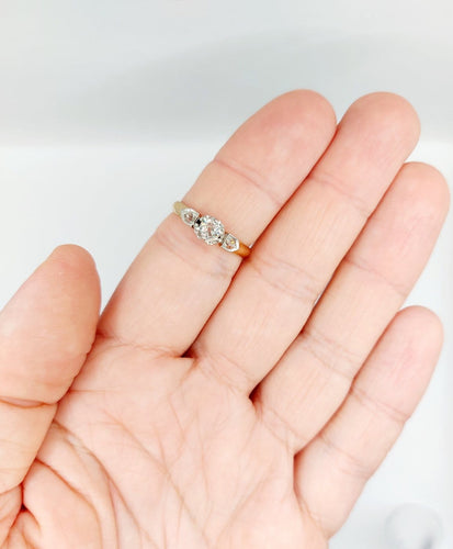 Bague 56.5 Bague solitaire antique en or rose 18k et diamant taille ancienne 58 Facettes A07438