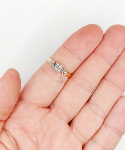 Bague 56.5 Bague solitaire antique en or rose 18k et diamant taille ancienne 58 Facettes A07438